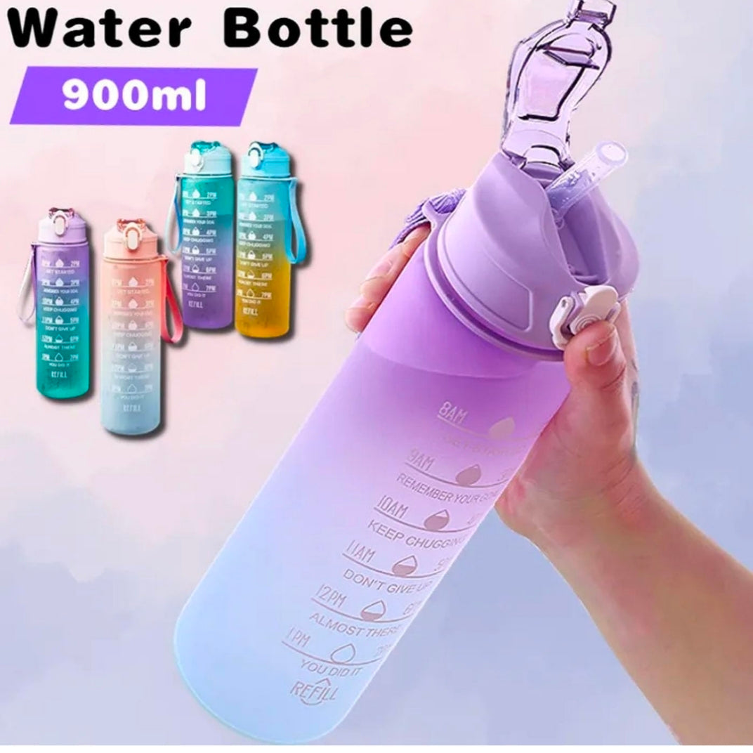 Motivational Water Bottle | Sipper Bottle with Time Measurement Water Bottle Unbreakable Bottle Time Mark Sipper with Straw for Office School College Gym (SET OF 1)