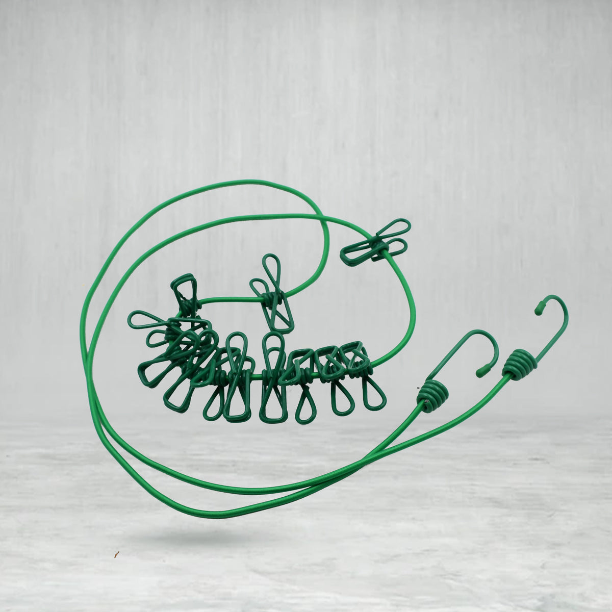 Elastic Cloth Drying Rope With 12 Metal Clip Portable Clothes Line For Home Travel