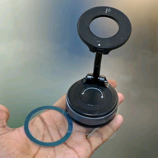 K007 Magnetic Phone Holder for Car Dashboard – Vacuum Suction Base, 360° Adjustable, One-Hand Operation, Strong Magnet Mount for All Smartphones