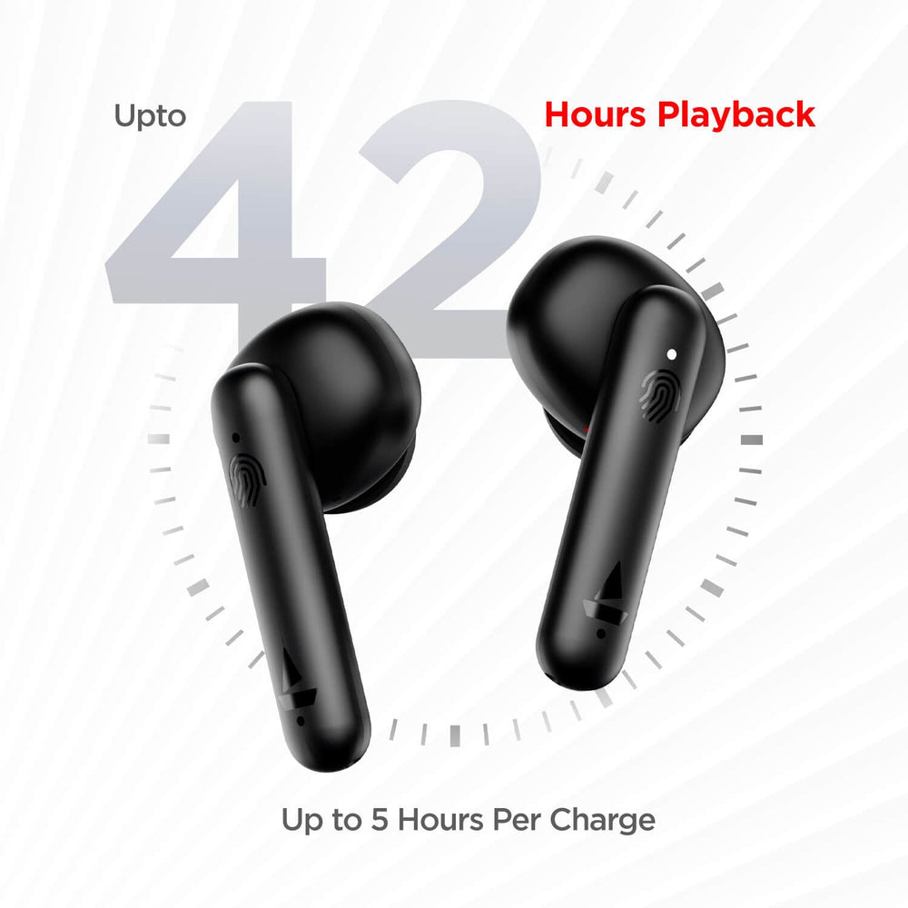Boat Airdopes 148 Wireless Earbuds with 8mm Drivers, IWP & ENxTM Technology, ASAP Fast Charge, Upto 42 hours Playback, IPX4 Sweat & Water Resistance