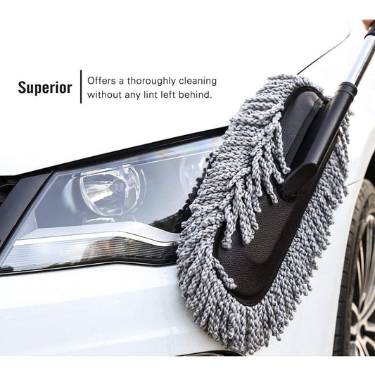 Multipurpose Microfiber Wash Brush With Long Retractable Soft Non-Slip handle For Car / Home