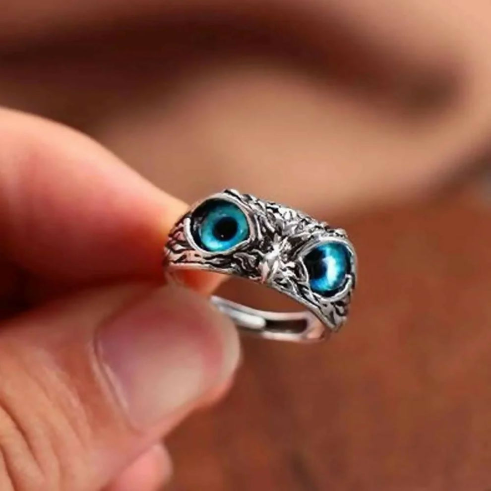 STAINLESS STEEL OWL RING ADJUSTABLE SIZE