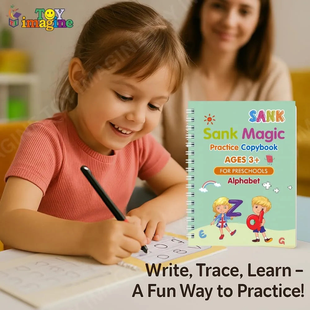 Toy Imagine Sank Magic Practice Copy Book Set for Kids – Reusable Numbers, Alphabets, Drawing & Math Books with Pen, Refills  – Handwriting Activity Kit for Ages 3–7 Years (Pack of 1)
