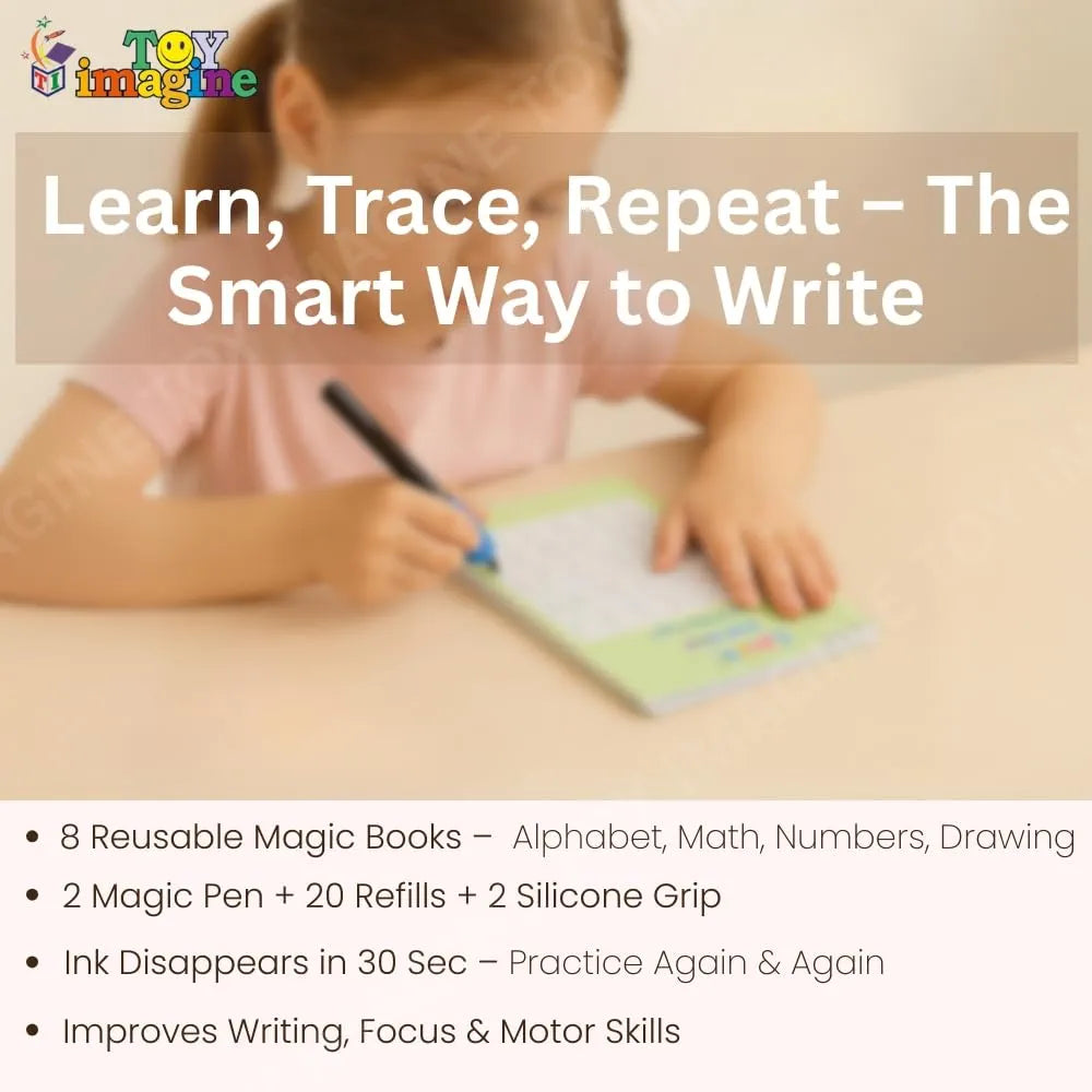 Toy Imagine Sank Magic Practice Copy Book Set for Kids – Reusable Numbers, Alphabets, Drawing & Math Books with Pen, Refills  – Handwriting Activity Kit for Ages 3–7 Years (Pack of 1)