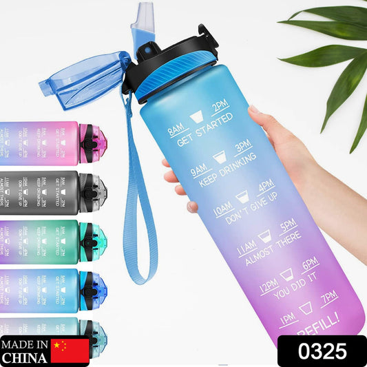 Motivational Water Bottle | Sipper Bottle with Time Measurement Water Bottle Unbreakable Bottle Time Mark Sipper with Straw for Office School College Gym (SET OF 1)