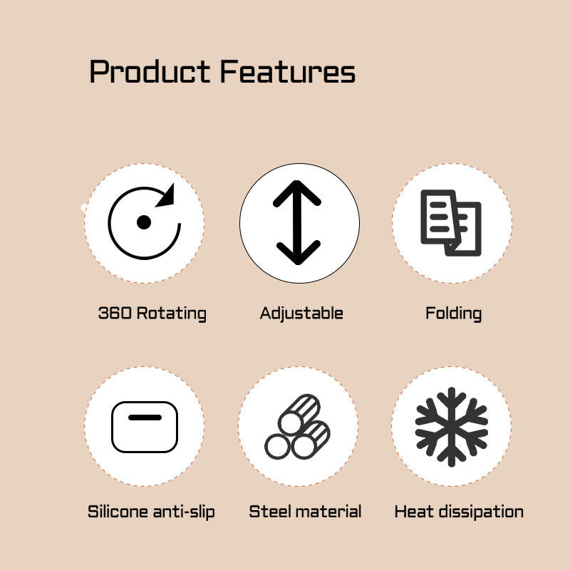 Foldable Phone Stand for Desk Anti-slip 360 Rotating Metal Mobile Phone Holders for All Phones Dock Holder