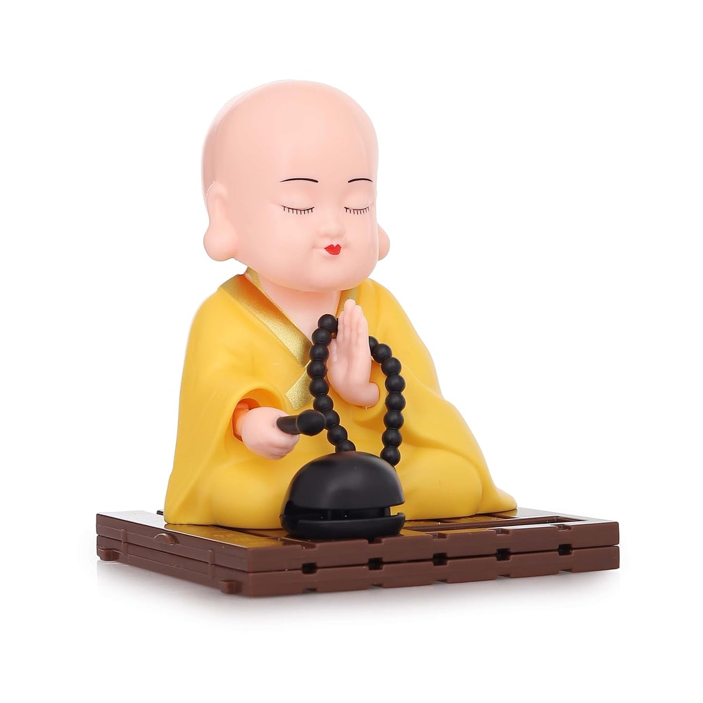 Solar Powered Moving Head And Hand Sitting Action Gautam Buddha Statue For Living Room | Car Dashboard | Home | Office Desk | Wealth & Prosperity- Red (Red), 6 Centimeters