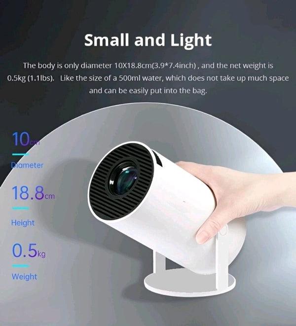HD Android 11 Projector WiFi 6/BT 5.0 180° Rotation Auto Keystone (4500 Im /1 Speaker /Wireless / Remote Controller) Portable Projector (White