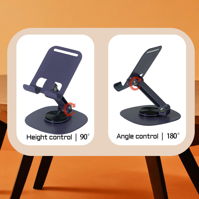 Foldable Phone Stand for Desk Anti-slip 360 Rotating Metal Mobile Phone Holders for All Phones Dock Holder