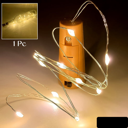 Wine Bottle Cork String Light Multi Led 2m Cable Length Copper Wire Battery Operated Warm White 1 Pc)