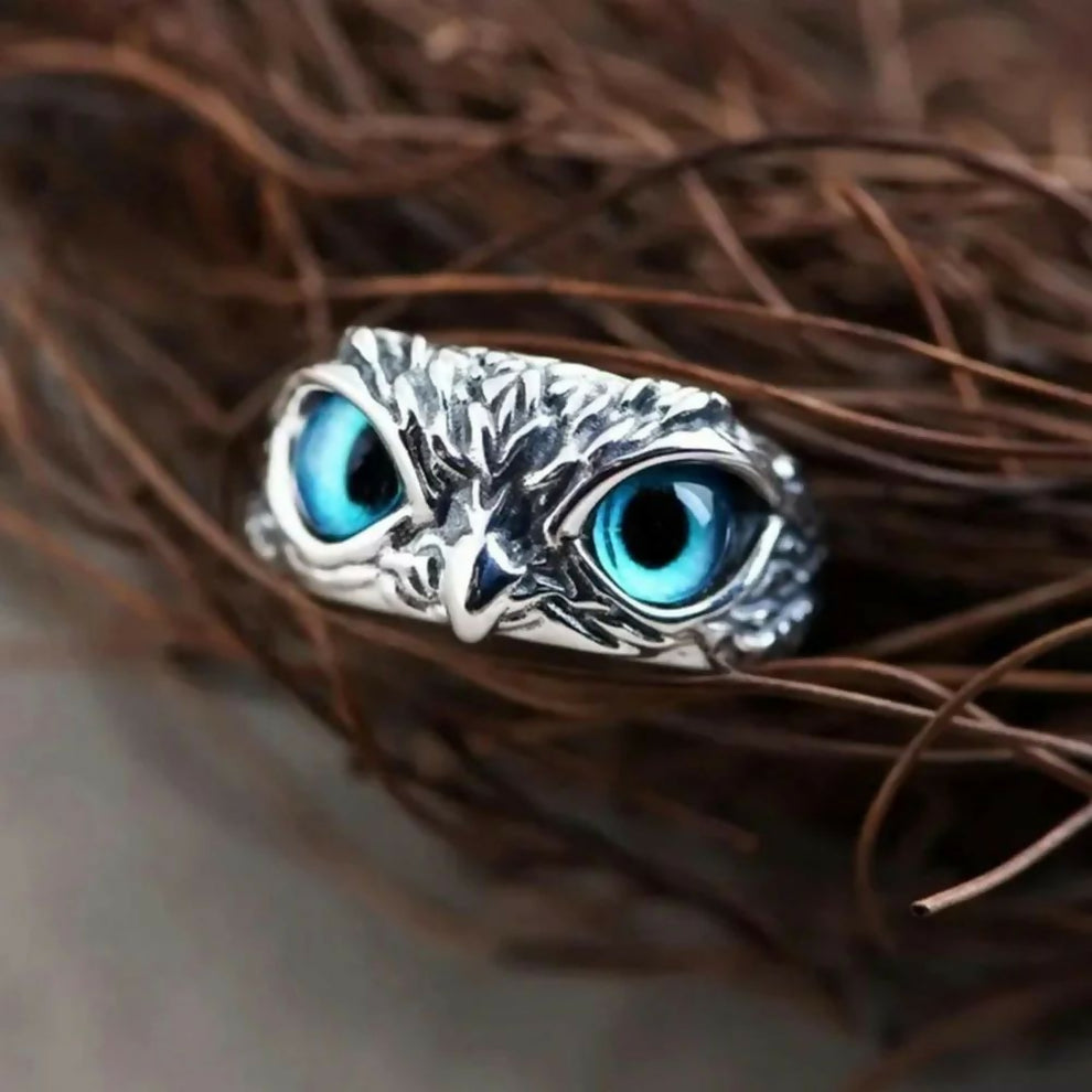 STAINLESS STEEL OWL RING ADJUSTABLE SIZE