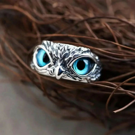 STAINLESS STEEL OWL RING ADJUSTABLE SIZE