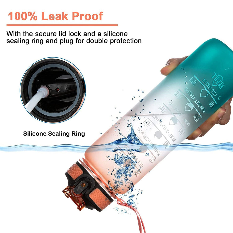 Motivational Water Bottle | Sipper Bottle with Time Measurement Water Bottle Unbreakable Bottle Time Mark Sipper with Straw for Office School College Gym (SET OF 1)