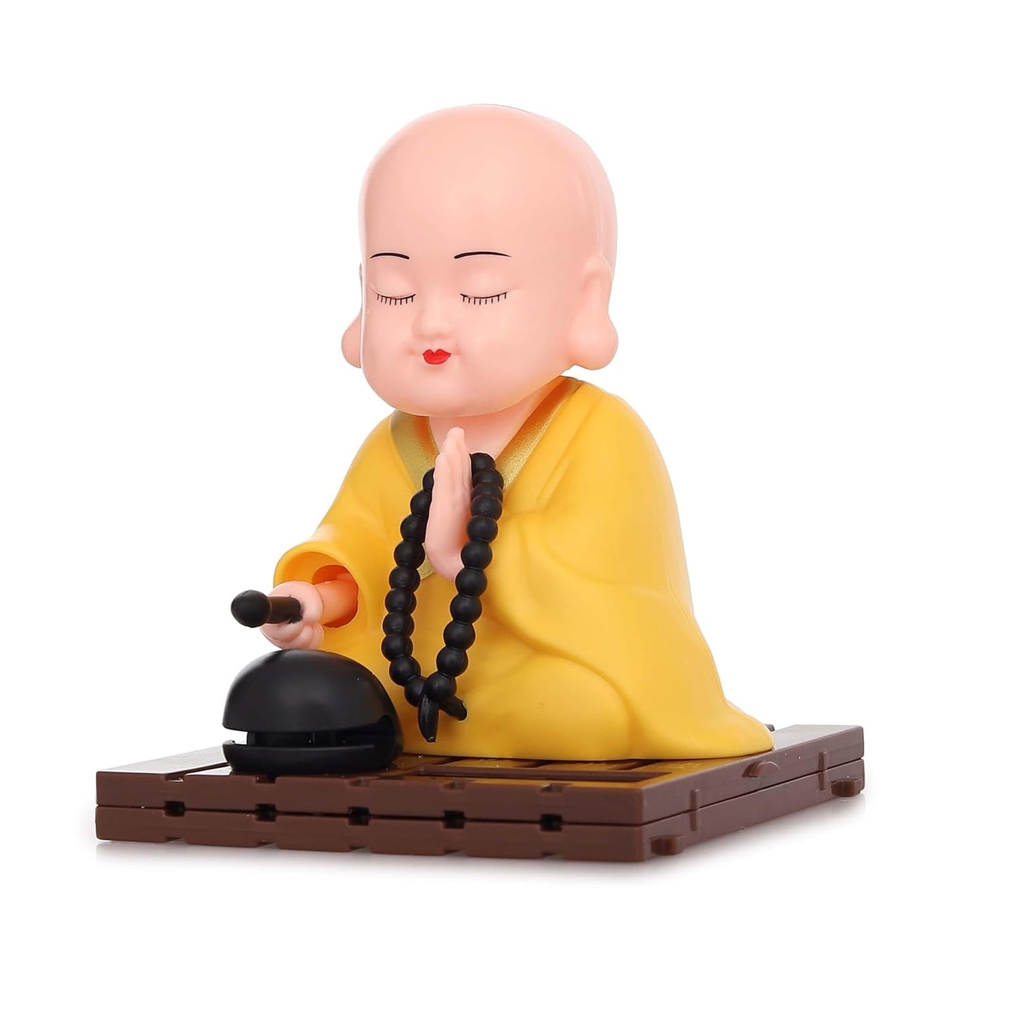Solar Powered Moving Head And Hand Sitting Action Gautam Buddha Statue For Living Room | Car Dashboard | Home | Office Desk | Wealth & Prosperity- Red (Red), 6 Centimeters