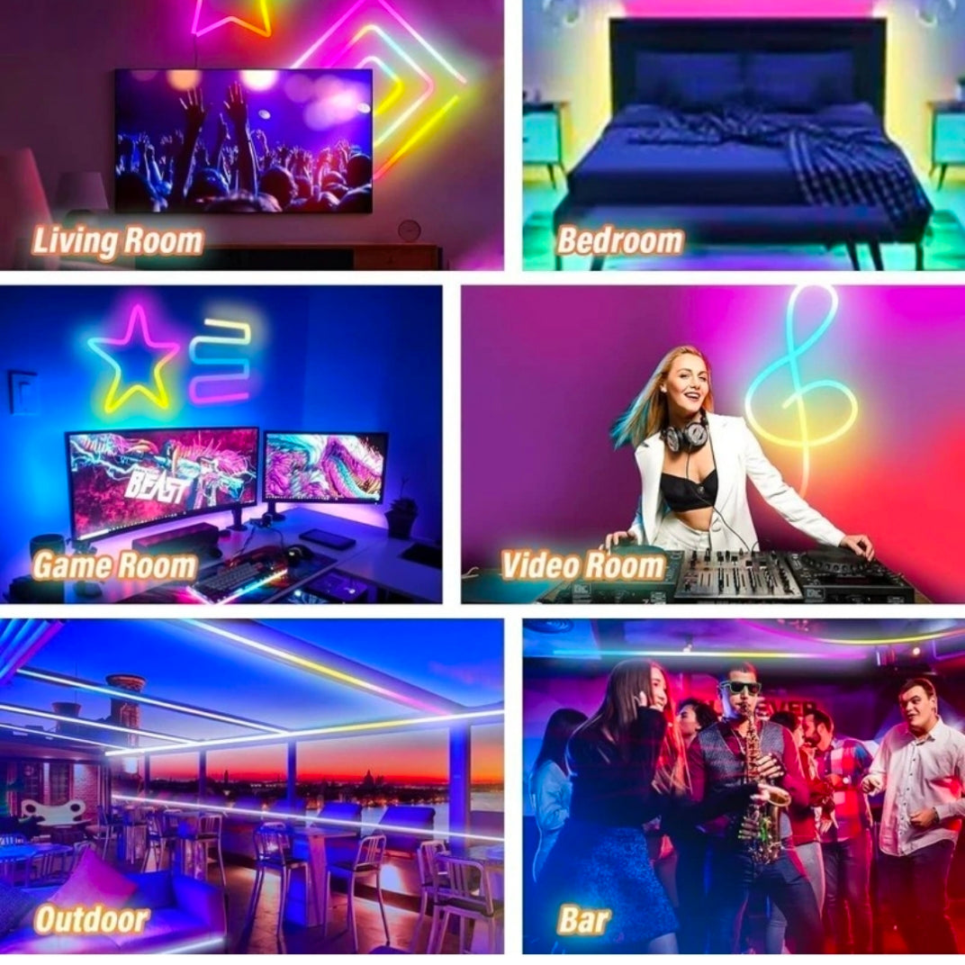 5 Meter USB Powered Flexible Smart RGBIC Neon Flex LED Strip Lights with App & Remote-Control, Music Sync LED Strip, Silicone Rope Light for Home Decoration, Diwali, Christmas