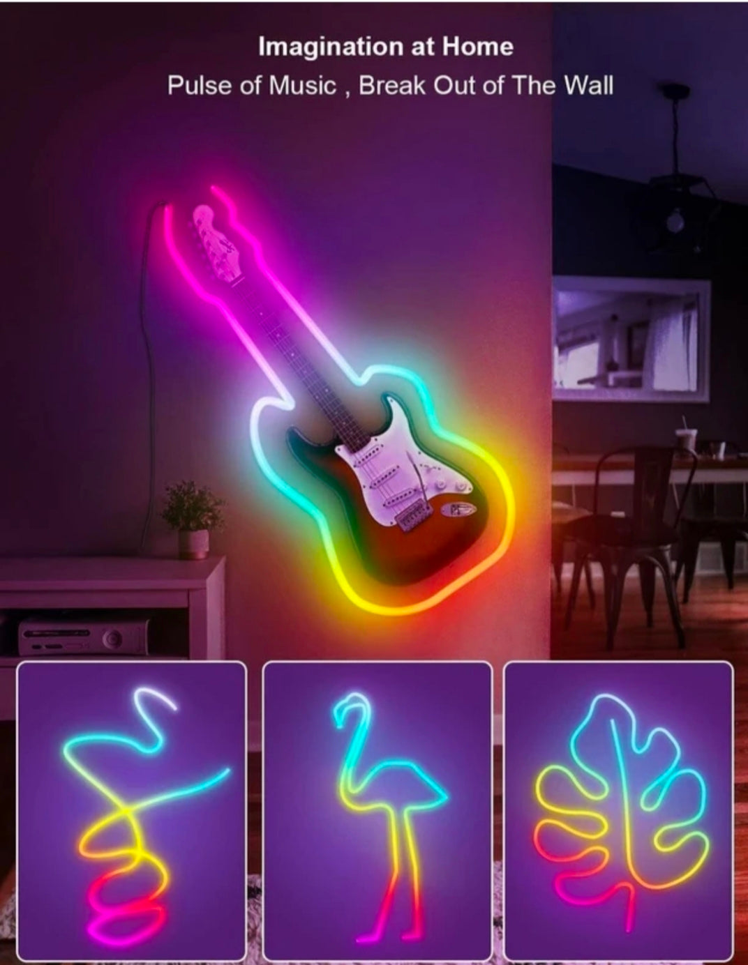 5 Meter USB Powered Flexible Smart RGBIC Neon Flex LED Strip Lights with App & Remote-Control, Music Sync LED Strip, Silicone Rope Light for Home Decoration, Diwali, Christmas