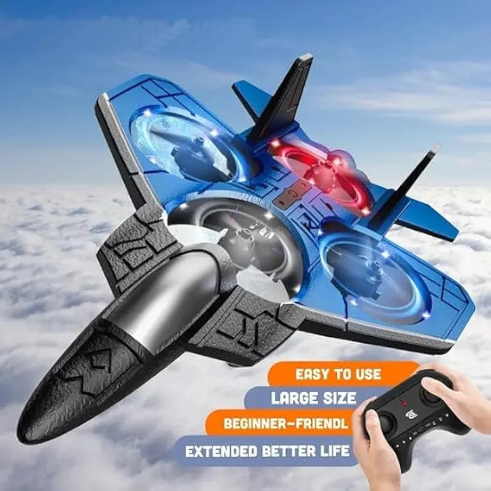 RC Airplane Fighter Jet with Remote Control, Light Effects, 360° Flip Stunts, Kids Toy