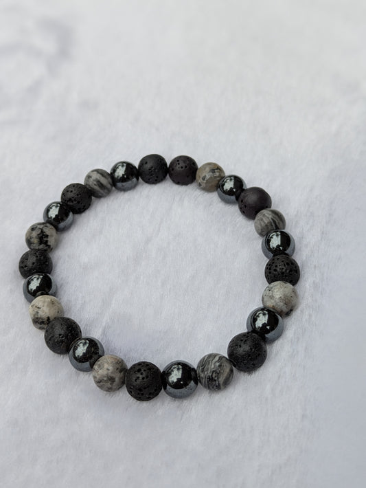 Gents Stone Bracelet Free Size/Stretchable