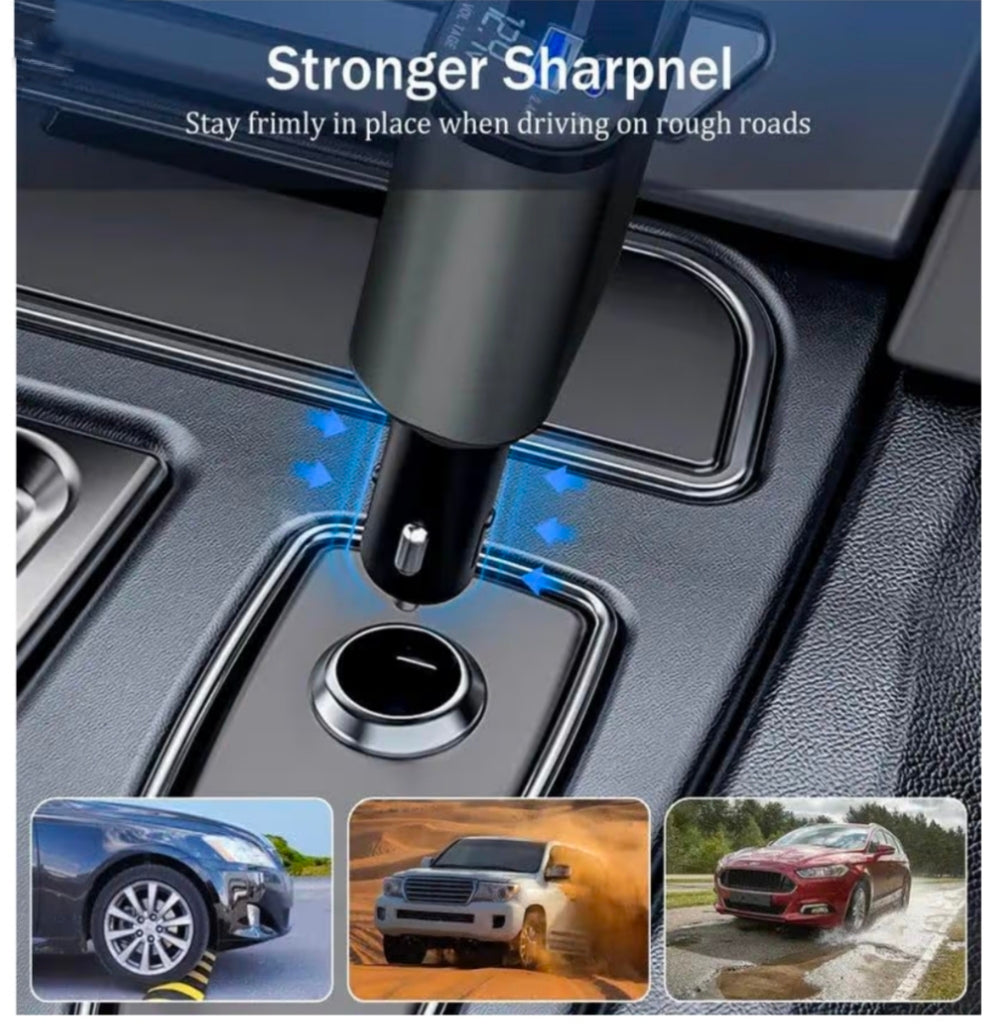 120W 4 in 1 Retractable Car Charger Socket New 2025,Multi USB Car Charger Type C Adapter with Dual Ports, car Mobile Charger Compatible with Android Phones & iPhone 16/15/14/13/12/11 Pro Max