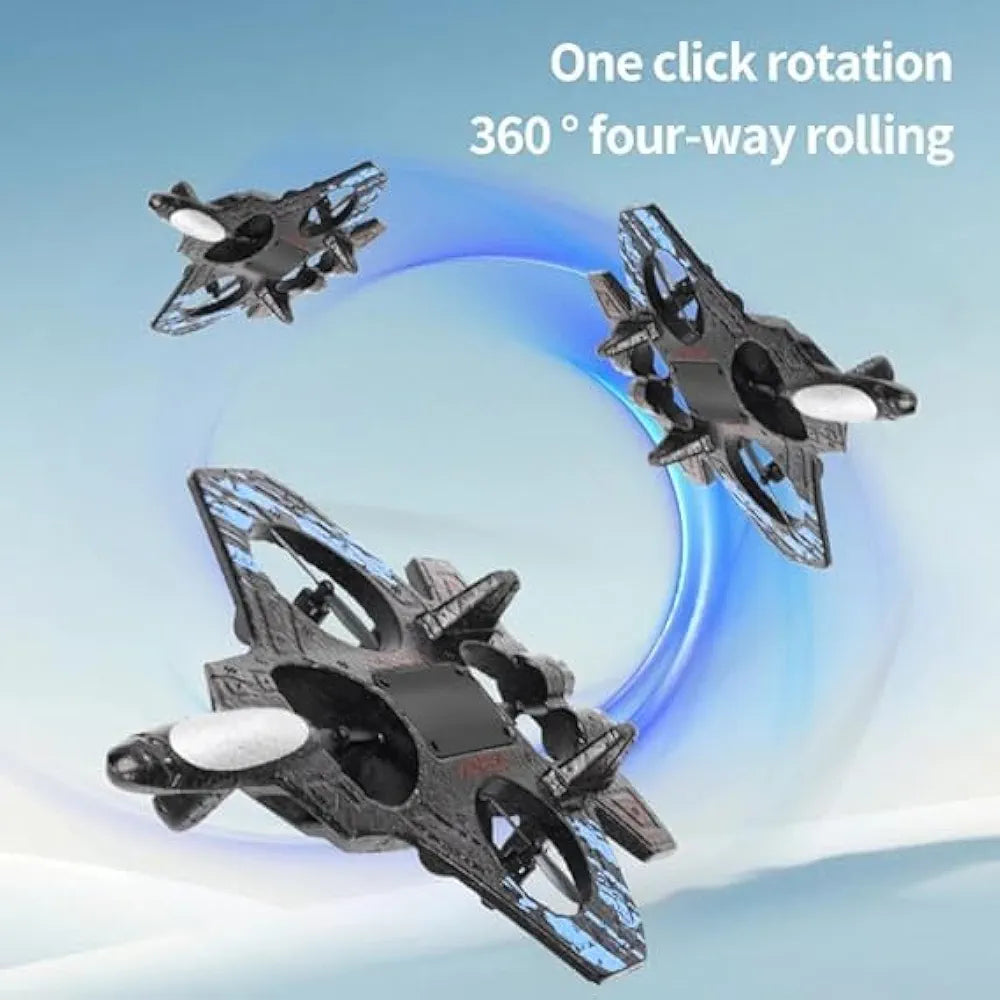 RC Airplane Fighter Jet with Remote Control, Light Effects, 360° Flip Stunts, Kids Toy