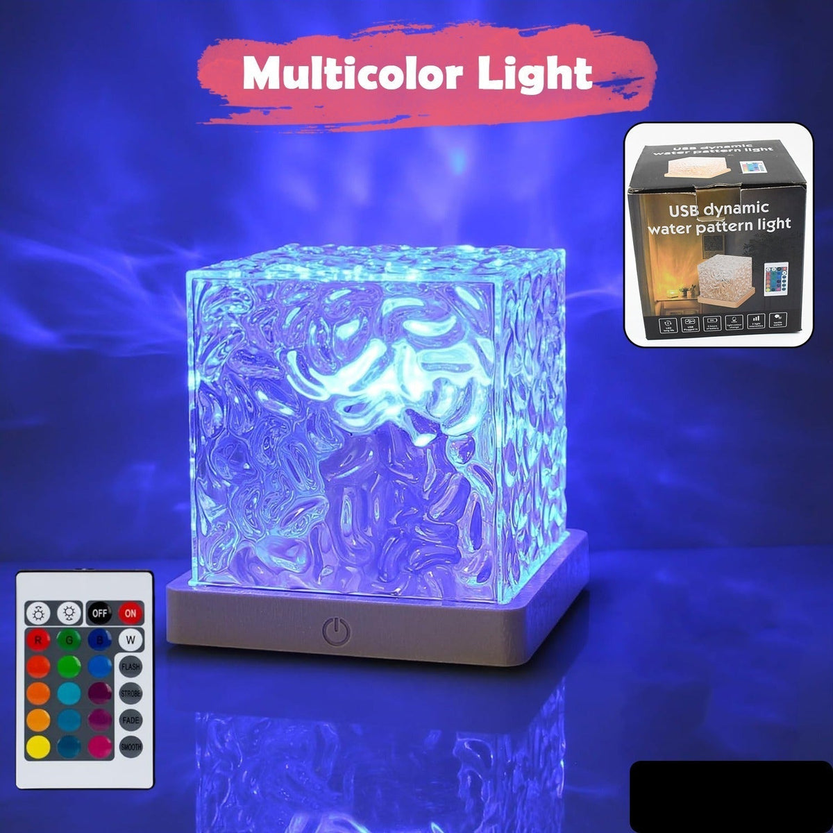 Dynamic Rotating Water Ripple Night Lamp With Remote