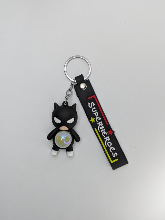 Keychain Beads Black colour 3D Character Rubber