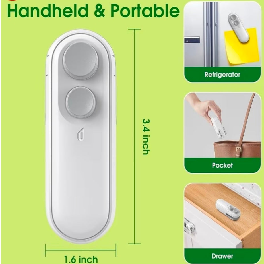 Portable Plastic Bag Sealing Machine | Mini Bag Sealer with Cutter and Magnet | Packet Sealer for Food, Chips, Snacks, Traveling Food Packets Bags (Rechargeable) 1Pcs (Black)