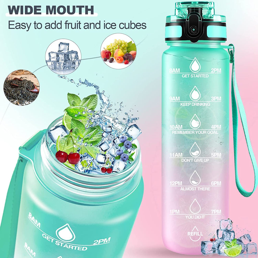Motivational Water Bottle | Sipper Bottle with Time Measurement Water Bottle Unbreakable Bottle Time Mark Sipper with Straw for Office School College Gym (SET OF 1)