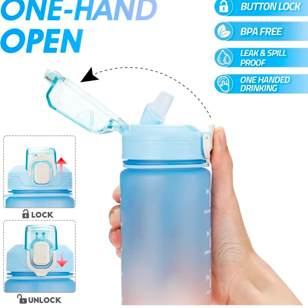 Motivational Water Bottle | Sipper Bottle with Time Measurement Water Bottle Unbreakable Bottle Time Mark Sipper with Straw for Office School College Gym (SET OF 1)