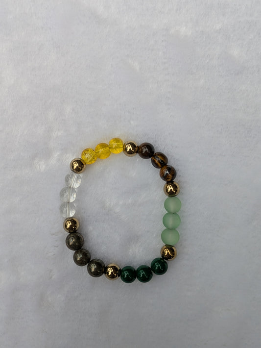 Dhan Yog Bracelet – Natural Pyrite, Citrine & Green Aventurine Crystal Bracelet – Attracts Wealth, Success & Financial Prosperity – Astrology Dhanyog Bracelet for Men & Women