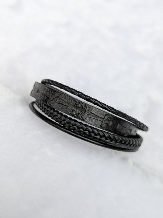 Gents Leather Bracelet With Magnetic Buckles Free Size
