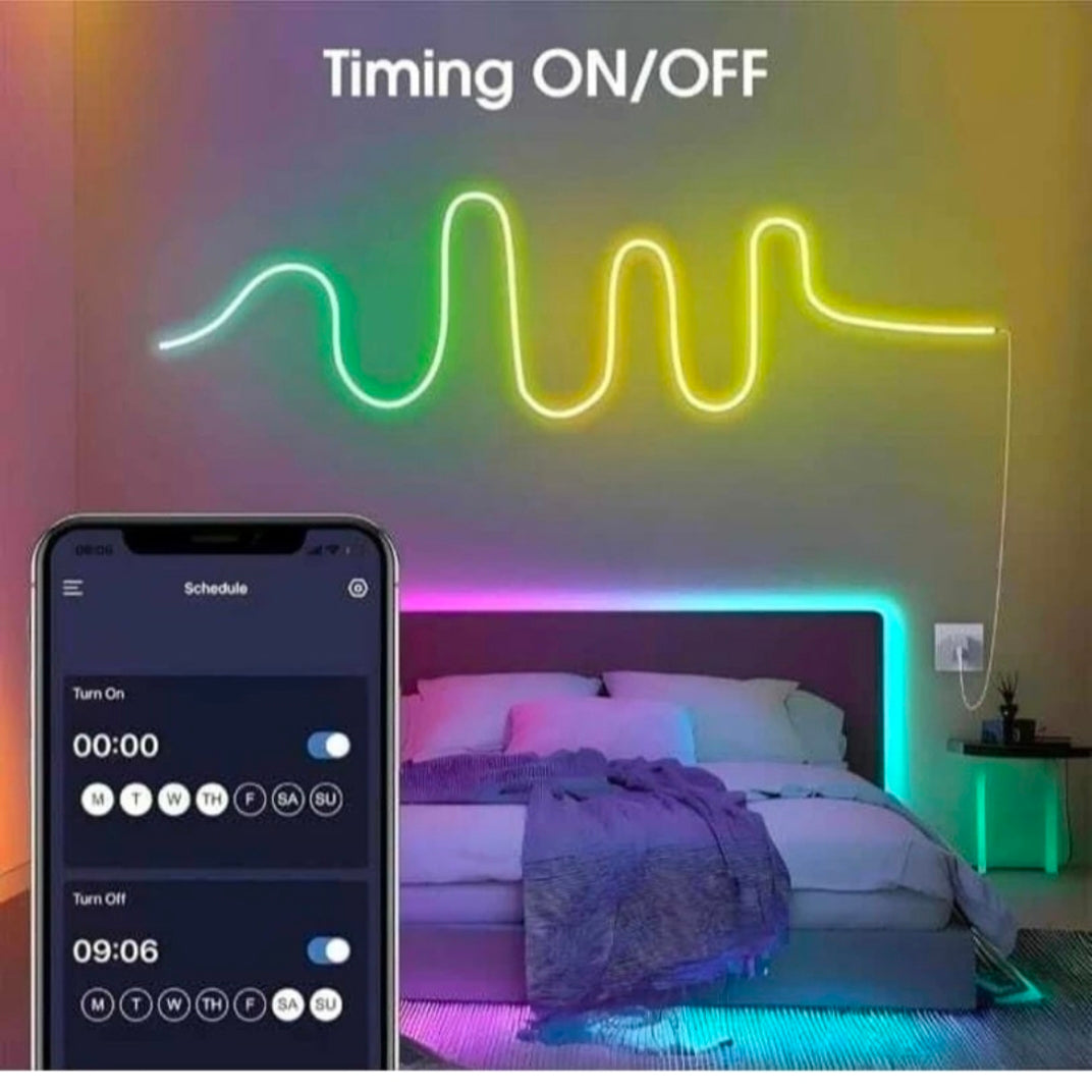 5 Meter USB Powered Flexible Smart RGBIC Neon Flex LED Strip Lights with App & Remote-Control, Music Sync LED Strip, Silicone Rope Light for Home Decoration, Diwali, Christmas