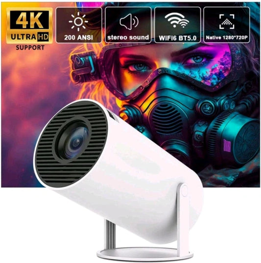HD Android 11 Projector WiFi 6/BT 5.0 180° Rotation Auto Keystone (4500 Im /1 Speaker /Wireless / Remote Controller) Portable Projector (White