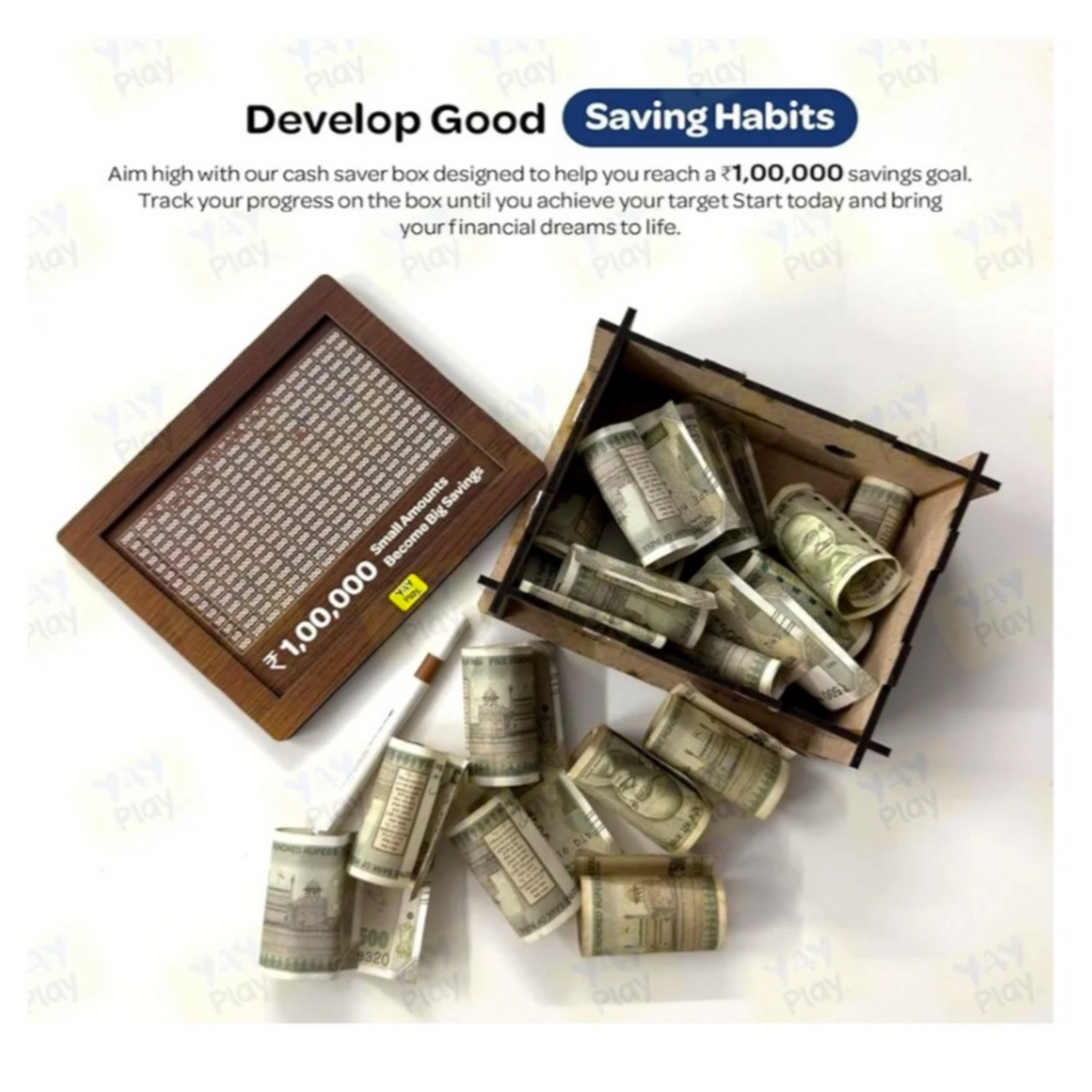 Wooden Piggy Bank for Kids & Adults, Coin Box with Carved Design, Savings Box, Mini Bank, Wooden Coin Box, Money Saver, Piggy Bank with Numbers