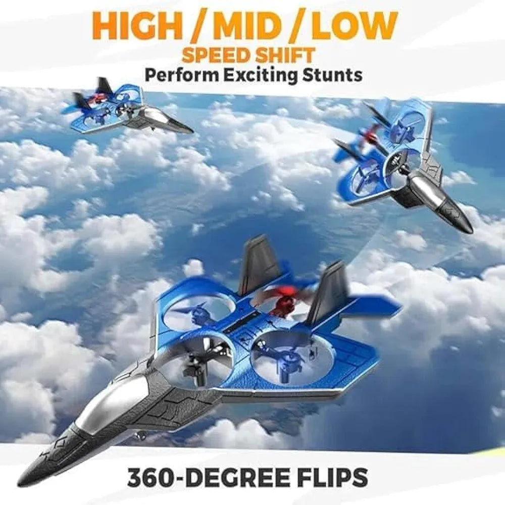 RC Airplane Fighter Jet with Remote Control, Light Effects, 360° Flip Stunts, Kids Toy