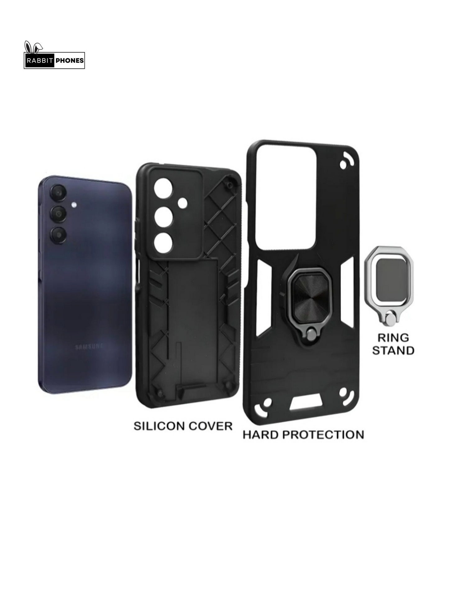 Armour Ringstand Back Cover Black ( pack of 1 )