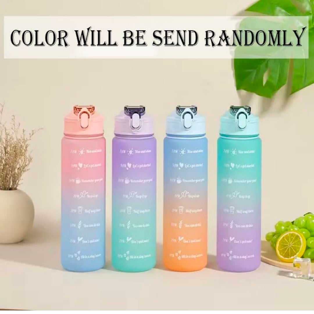 Motivational Water Bottle | Sipper Bottle with Time Measurement Water Bottle Unbreakable Bottle Time Mark Sipper with Straw for Office School College Gym (SET OF 1)